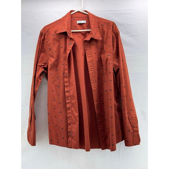Sonoma Men's L/S Button-Up Shirt, Bear & Tree Pattern, Size L - Picture 3 of 10
